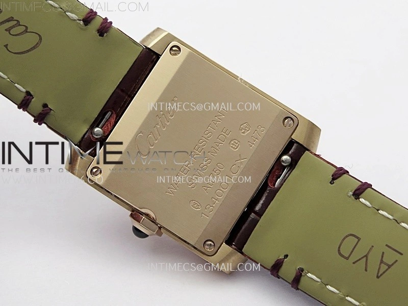 Tank Francaise Ladies 21.2mm RG 8848F 1:1 Best Edition Silver Dial on Red Leather Strap Ronda Quartz V2